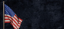 American flag and forest background 