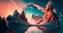 Colorful AI painting art of a abstract mountain landscape.