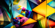 Abstract art. Colorful painting art of triangles in geometric style. Background illustration.