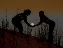 girls holding the sun 