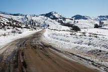 plowed road in winter 
