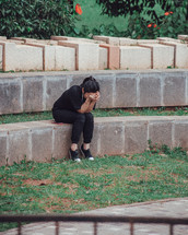 a woman crying 