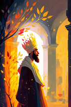 Colorful AI illustration of King David.