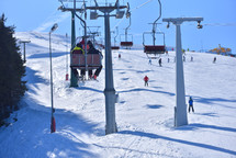 Slope-Side View - Elevated Shot of Skiers and Chairlifts in the Heart of the Winter Sports Action