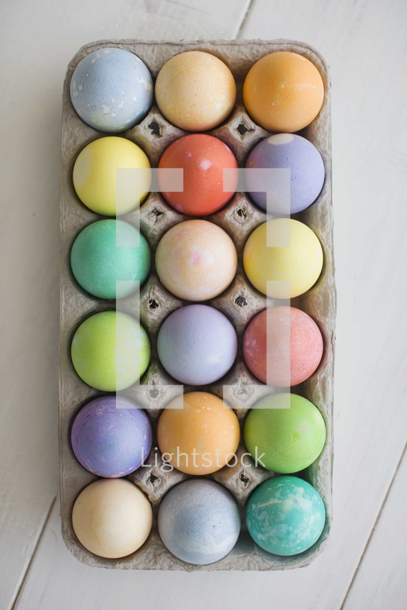 Easter eggs in an egg carton