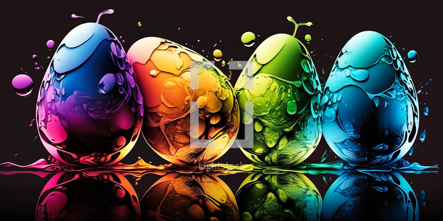 Abstract art. Colorful painting art of abstract easter eggs. Easter concept.