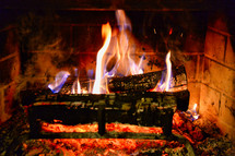 fire in a fireplace 