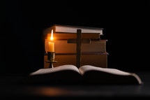 Bible and candlelight