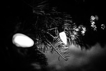 close-up of Christmas lights on a Christmas tree