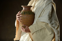 Jesus holding a pot 