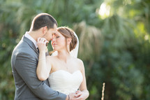 portrait of a bride and groom outdoors 