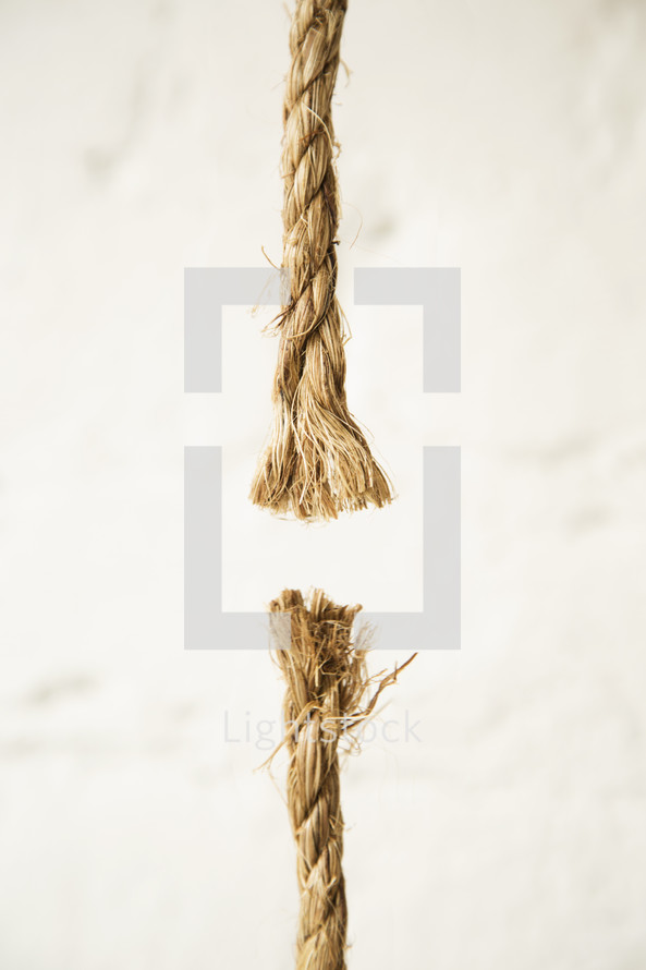 Frayed rope ends on a white background.