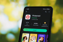 Pinterest app on a smartphone 