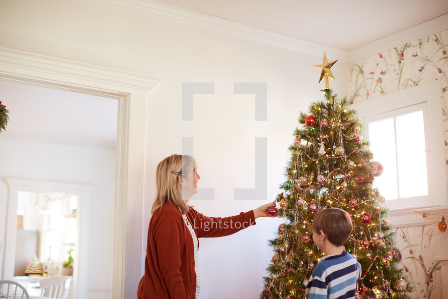 decorating a Christmas tree