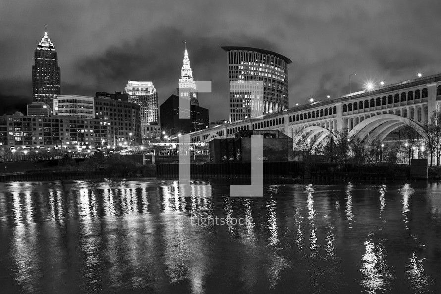 Cleveland skyline at night 