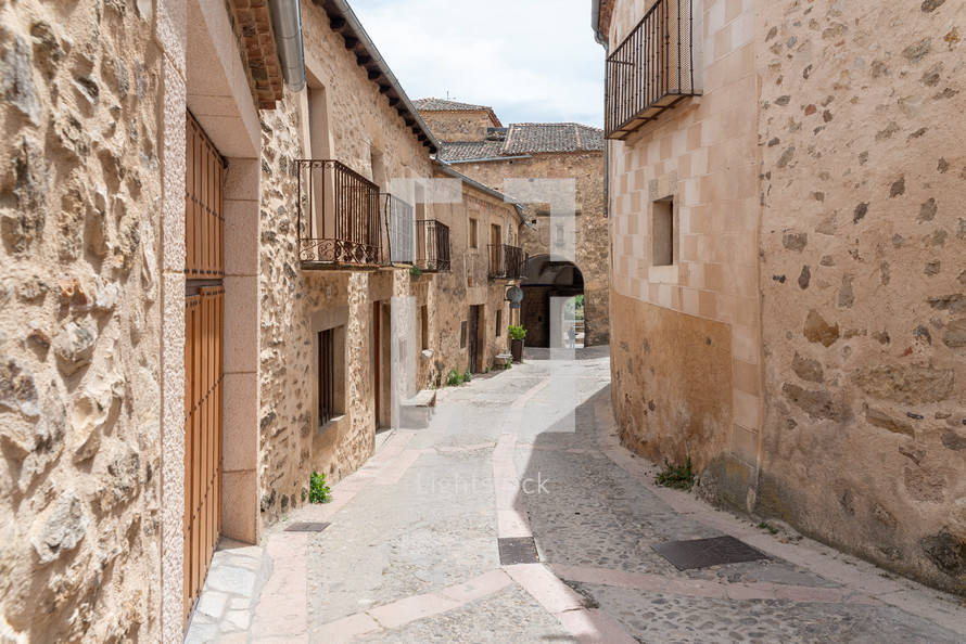 Typical street in the historical town of Pedraza. Segovia. Spain