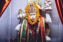 Altar of a Hindu monkey idol in India.