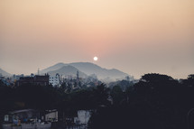 Sunrising over the city of   Vizag Visakhapatnam, India