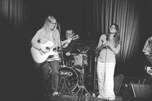 young female musicians on stage 