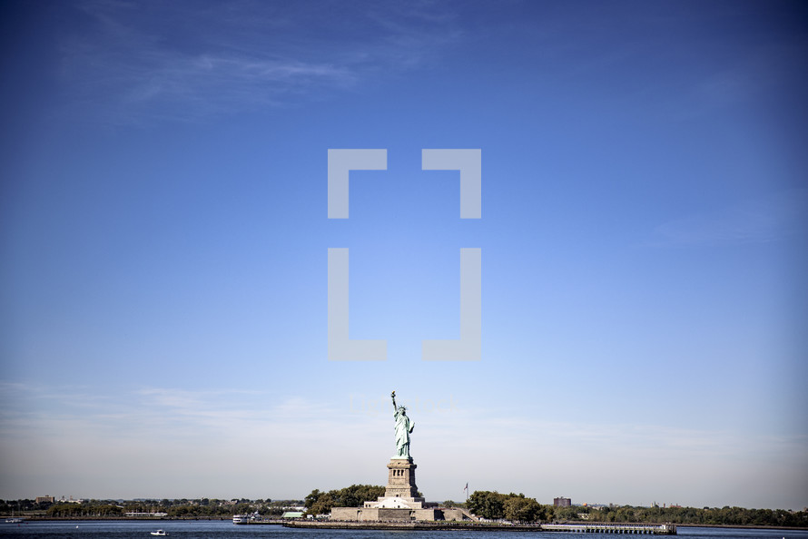 Statue of Liberty with blue sky