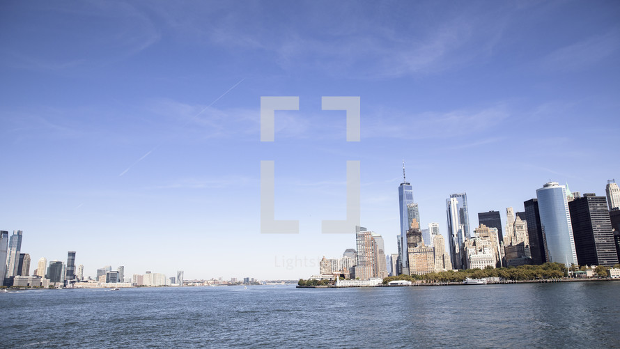 New York skyline with water 