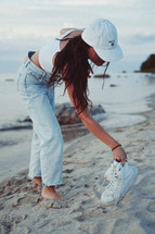 Woman standing beach