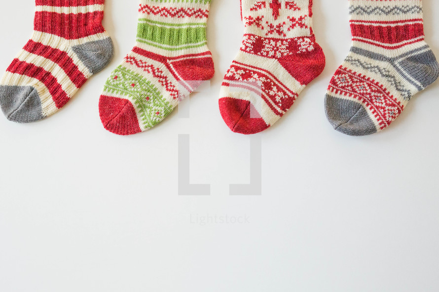 Christmas stockings on white 
