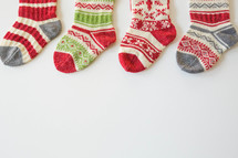 Christmas stockings on white 