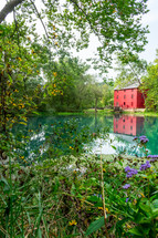 red mill and pond 