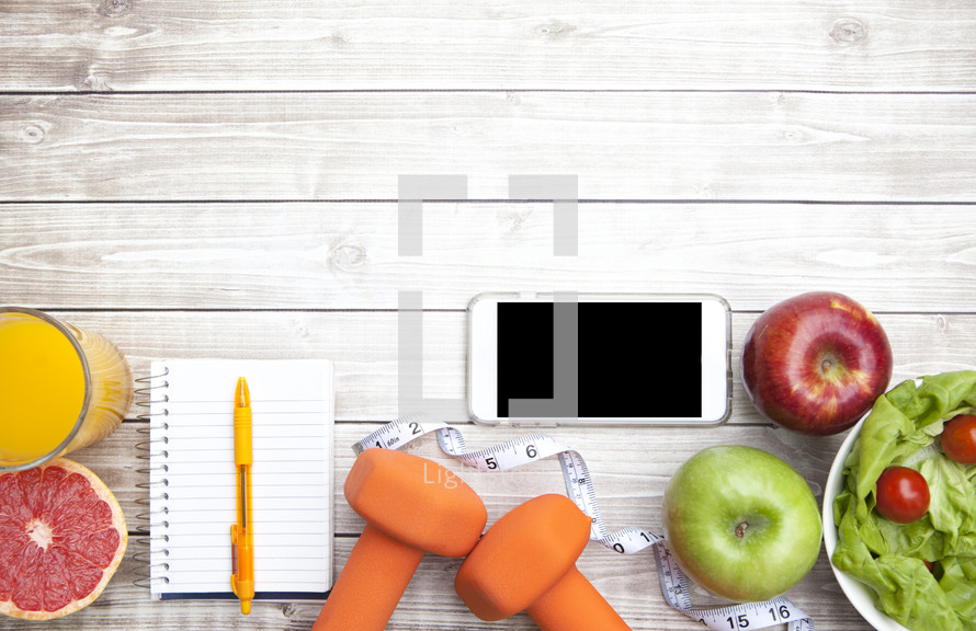 Healthy Dieting Background with Smartphone