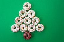 Christmas donuts in the shape of a Christmas tree 