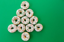 donuts in the shape of a Christmas tree