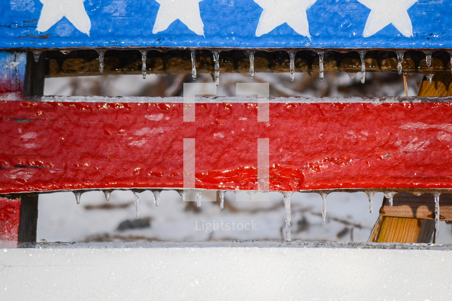 ice on a pallet flag