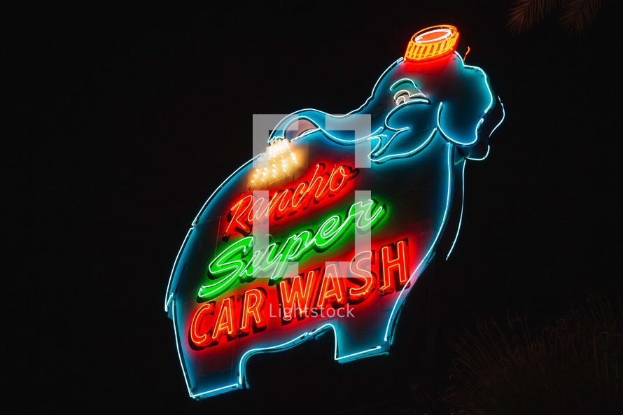 Car wash neon sign 