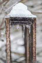 ice on a fence (vertical)