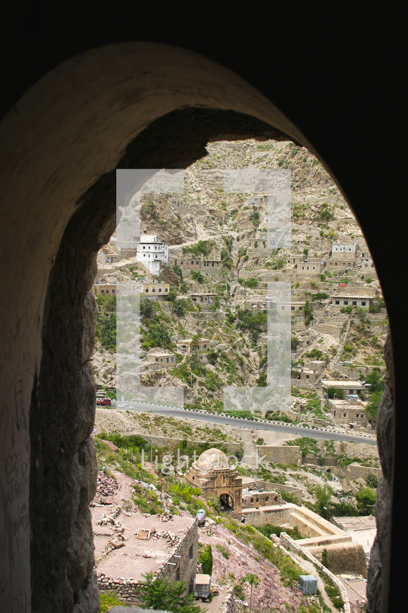 window view of a city in Yemen 