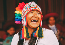 a woman in a knit hat in Peru 
