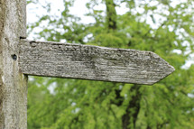 Directional wooden arrow sign