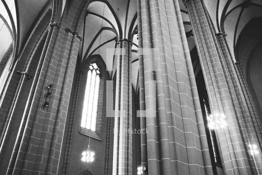 Arches inside of a cathedral.