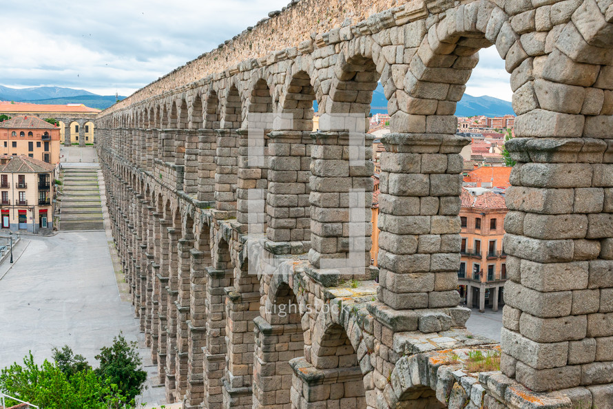 ancient aqueduct in Segovia, Castilla y Leon, Spain