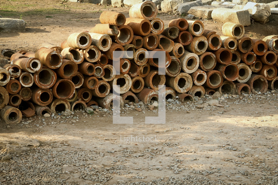 Clay pipes in Ephesus Turkey