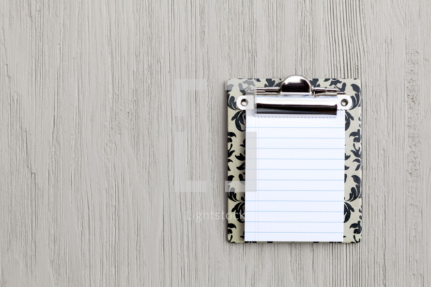 Clipboard with Blank Note Paper and Copy Space