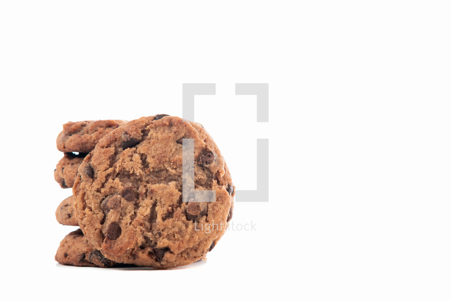 chocolate chip cookie isolated on white background