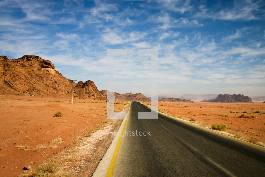 a highway and desert landscape in Jordan 