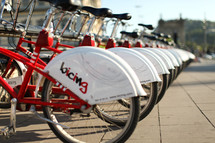 Bicycles on bicycle rack