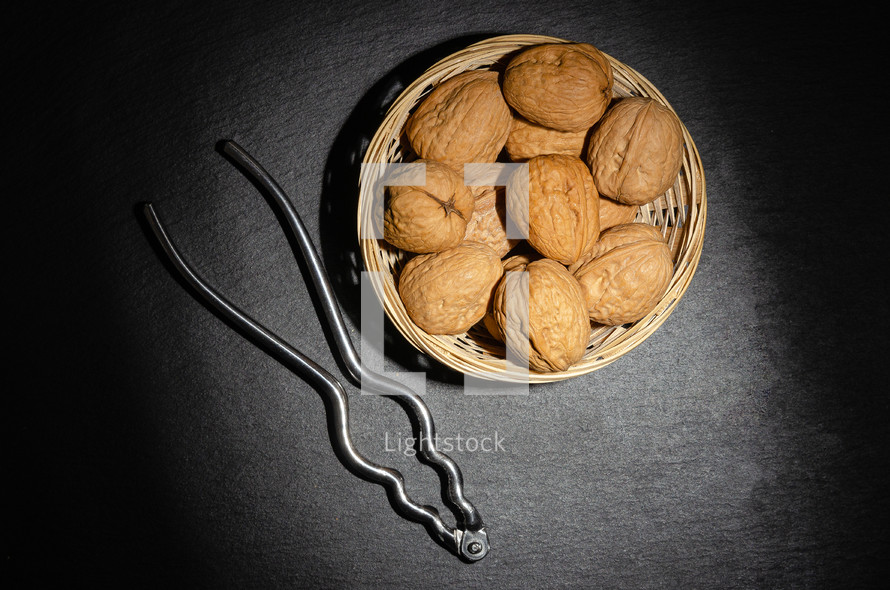 walnuts with a nutcracker 