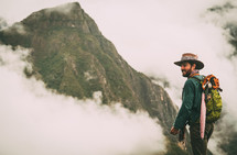 a man backpacking in Peru mountains 