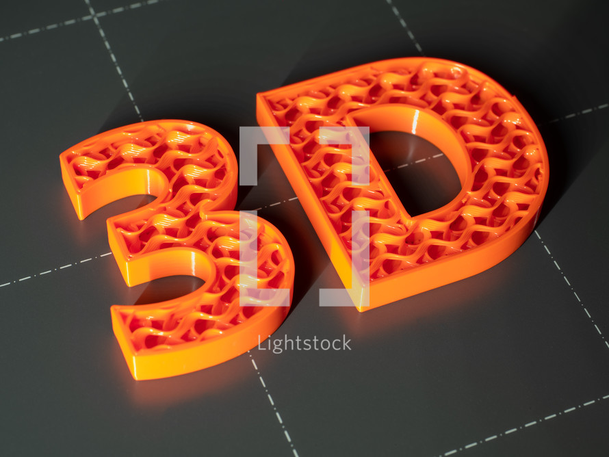 3D letters from 3D printing machine. 3D technology in action