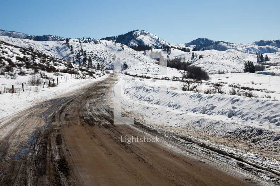 plowed road in winter 