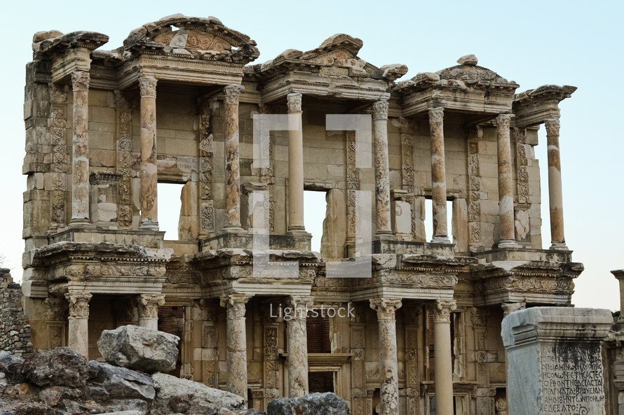 The ruins of the celsus library in Ephesus, Turkey